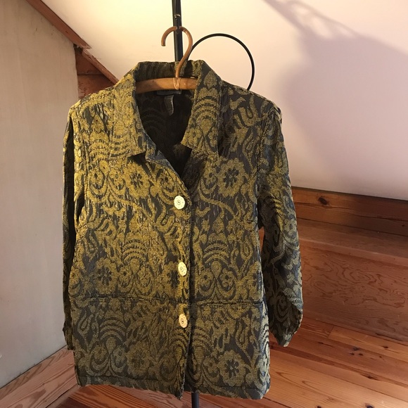 Indigo Moon Jackets & Blazers - Indigo Moon Golden Brown Bone Button Jacket, EUC, 1X